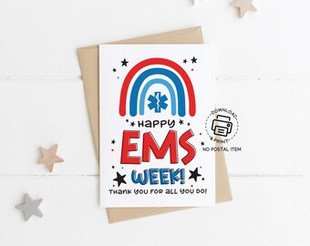 EMS Week Greeting Card Printable, Happy EMS Week Thank You Card for First Responders EMT Paramedics Instant Download