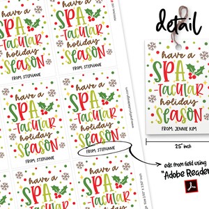 Christmas Spa Gift Tags, Printables Christmas Gift Tags, Spa-tacular ...