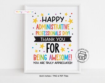 Administrative Professionals Day Sign Printable, Office Wall Art, Admin Staff Appreciation Sign, Thank You Office Decor Download
