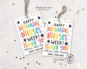 Rainbow NICU Nurse Appreciation Gift Tags: Printable Treat Labels (Digital Download)