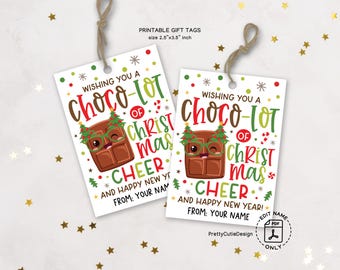 Chocolate Christmas Tag, Holiday Cheer Printable, Student Gift from Teacher, Coworker Treat Label