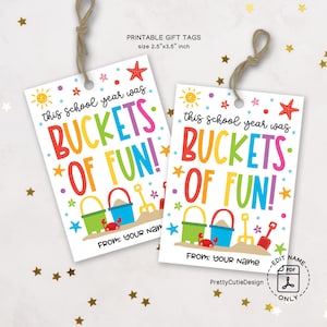 Buckets of Fun Gift Tags: End of School Year (PDF Pattern)