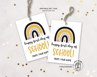 Happy First Day Of School Gift Tags For Students, Teachers, Back To School Gift Tags For Class School Kids Printable