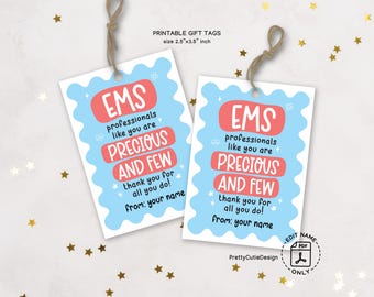 EMS Week Gift Tags Printable, Thank You Tags for Emergency Medical Services Appreciation, Cute Paramedic EMT Labels Instant Download