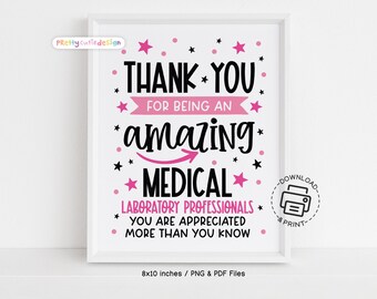 Thank You Medical Laboratory Professionals Printable, Lab Week Appreciation Sign, You Are Appreciated Wall Art, Instant Download