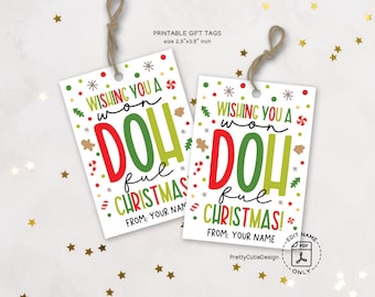 Playdough Gift Tags Printable, Won-DOH-ful Christmas, Winter Break Classroom Favor
