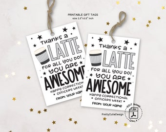 Happy Correctional Officer Week Gift Tags Printable, Thank You Coffee Tags, Correctional Officer Appreciation Week Gift Tag