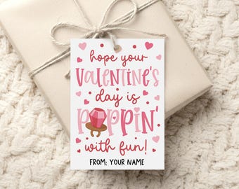 Valentines Candy Gift Tag Printable, Poppin with Fun Classroom Favor, Digital Download