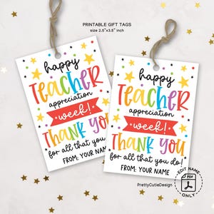 Etiquetas para presente da Semana de Valorização do Professor para impressão, Obrigado por tudo o que você faz, Etiquetas de arco-íris para professores, Etiqueta para sacola de guloseimas para download instantâneo