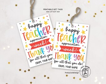 Teacher Appreciation Week Gift Tags Printable, Thank You for All That You Do, Rainbow Tags for Teachers, Treat Bag Tag Instant Download