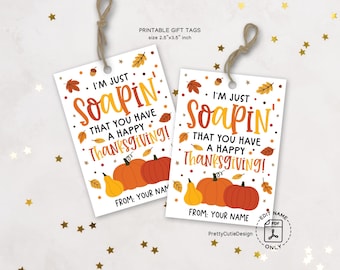 Thanksgiving Gift Tags Printable Soap Favor Labels, Autumn Classroom Teacher Appreciation