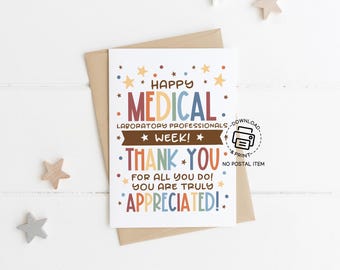 Medical Laboratory Professionals Week Card Printable, Thank You Appreciation Card for Lab Tech, Instant Download Lab Week Gift Idea