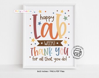 Happy Lab Week Sign Printable, Medical Laboratory Professionals Week Decor, Thank You Wall Art, Lab Appreciation Poster Download