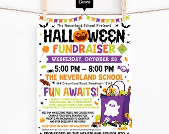 Halloween Fundraiser Flyer Template – School Event Poster, Fall Festival Invitation Printable