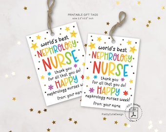 Nephrology Nurse Appreciation Gift Tags: Printable Dialysis Nurse Treat Bag Labels (Instant Download)