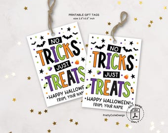Halloween Gift Tags Printable, Kids Treat Bag Labels (Digital Download)