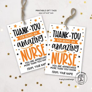 Etiquetas de regalo imprimibles para la Semana de Agradecimiento a la Enfermería, Gracias por ser una enfermera increíble, Etiquetas de regalo DIY para enfermeras, Descarga instantánea para la Semana de la Enfermería
