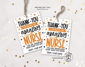 Nurse Appreciation Week Gift Tags Printable, Thank You for Being an Amazing Nurse, DIY Nurse Gift Tags, Instant Download for Nurses Week