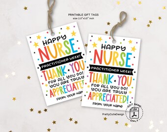 Nurse Practitioner Appreciation Gift Tags: Printable Thank You Tags (PDF Download)