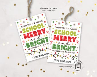 Christmas Teacher Gift Tags: School Staff Appreciation (Digital Download)