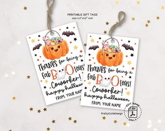 Halloween Gift Tags Printable: FaBOOlous Coworker Appreciation Tags, Office Party Favors