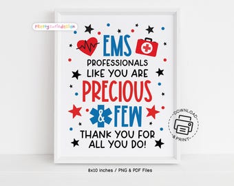 EMS Week Printable Sign for Emergency Medical Services Appreciation Thank You Wall Decor Instant Download for Work or Classroom