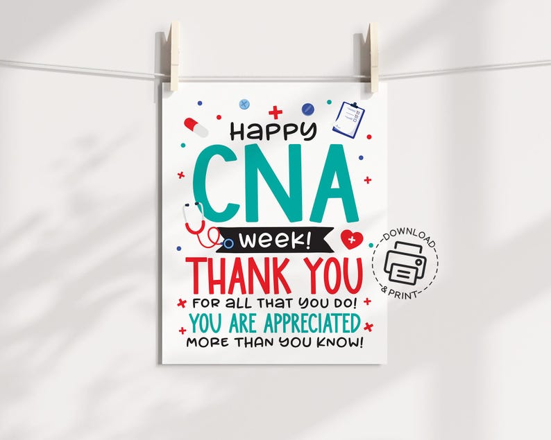 CNA Week Printable Sign: Staff Appreciation Decor (PDF) - Etsy