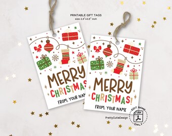 Printable Christmas Gift Tags: Holiday Presents, Ornaments (PDF)