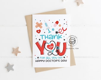 Doctor’s Appreciation Card, Printable Happy Doctor’s Day Card, Thank You Doctor Greeting Card, Instant Download Doctor Gift Idea