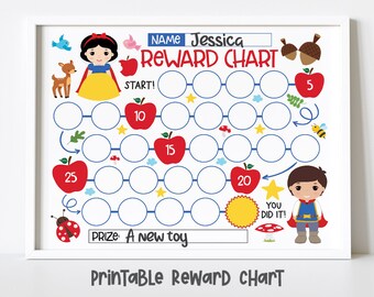 Snow White Reward Chart Printable, Fairy Tale Goal Tracker for Kids, Princess Behavior Chart for Girls, 30 Step Incentive Chart PDF