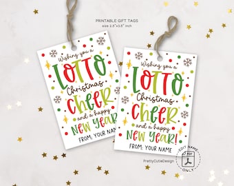 Christmas Lotto Ticket Gift Tags Printable: Holiday Favor Bag Labels (PDF Digital Download)