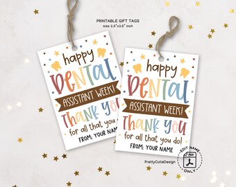 Dental Assistants Appreciation Gift Tag Printable, Dental Assistants Thank You Favor Tag, Dental Assistants Recognition Week Treat Bag Tag