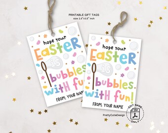 Printable Easter Bubbles Gift Tags for Kids, School Easter Classroom Tags, Easter Bunny Favor Tags, Easter Non Candy Tags, Instant Download