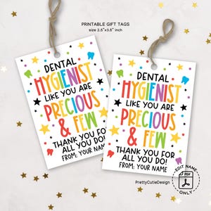 Etiquetas de regalo imprimibles para la Semana del Higienista Dental, etiquetas preciosas y pocas, agradecimiento al personal dental, etiquetas de regalo de agradecimiento, etiqueta de recuerdo para la Semana del Higienista Dental