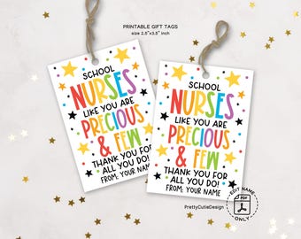 School Nurse Day Gift Tag Printable, Precious School Nurse Appreciation Tags, Thank You Gift Tags for Nurses, Staff Gift Idea
