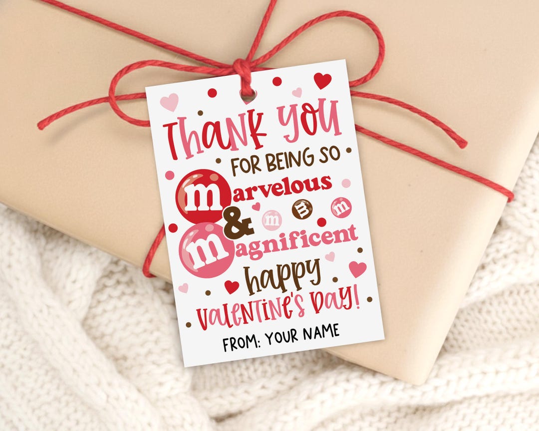 Valentine Gift Tag Printable, Thank You Chocolate Candy Pun, Teacher ...