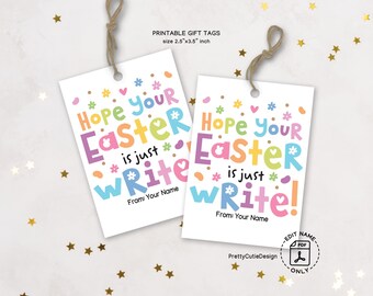Easter Gift Tags Just Write, Easter Gift Tags Printable, Teacher Appreciation Tags, Classroom Gifts, Kids Easter Favor Tags