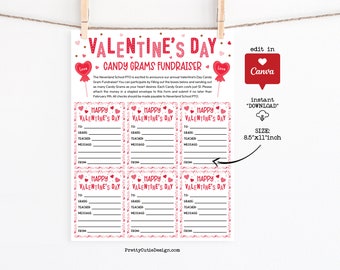 Valentine Candy Gram Flyer Template: School Fundraiser (Canva Editable, Digital Download)