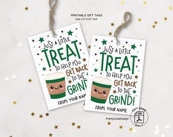 Back to School Gift Tags Printable, Teacher Coffee Themed Treat Tags, Back to the Grind Gift Labels, First Day of School Favor Tags