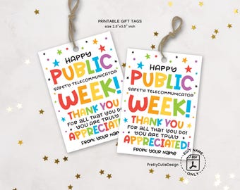 Public Safety Telecommunications Week Gift Tags Printable, Dispatcher Appreciation Tags, 911 Thank You Gift Labels, Telecommunicator Week