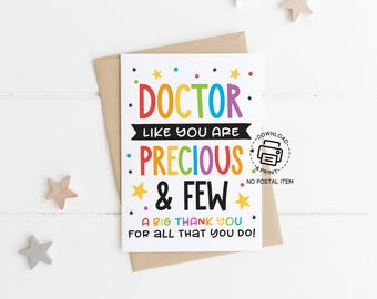 Thank You Doctor Greeting Card, Printable Happy Doctor’s Day Card, Doctor Appreciation Gift, Instant Download Medical Card