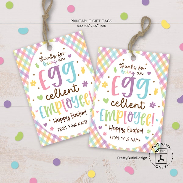 Easter Gift Tag Printable, Eggcellent Employee Thank You Gift Tag, Employee Appreciation Gift Tag, Employee Easter Gift Tag