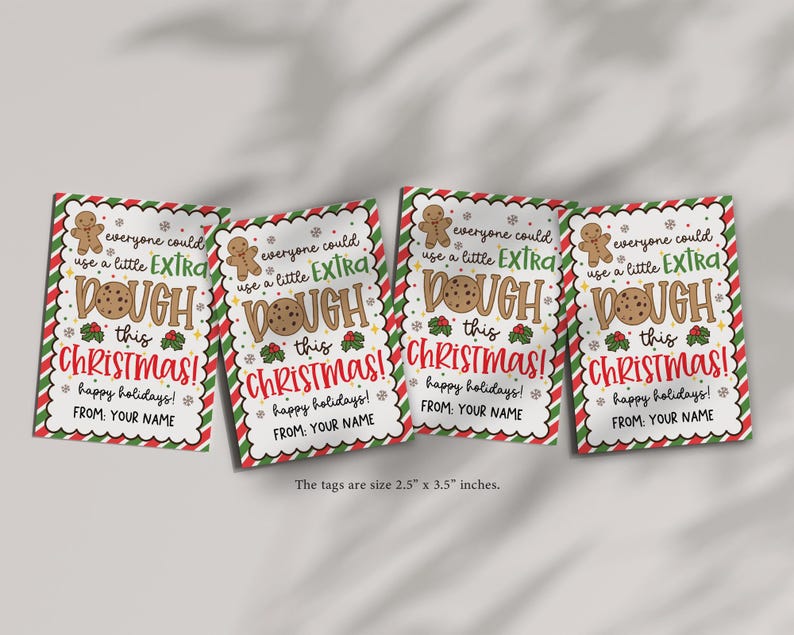 Funny Christmas Cookie Gift Tag Printable, Extra Dough (PDF Pattern) - Etsy
