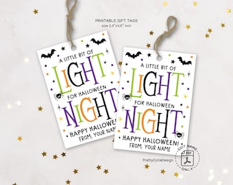 Halloween Glow Stick Tags: "A Little Light for Halloween" Printable (Digital Download)