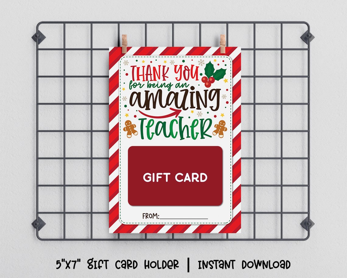 Thank You for Being an Amazing Teacher Amazon Gift Card - Etsy