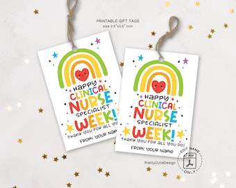 Clinical Nurse Specialist Week Gift Tags: Rainbow Thank You Labels (Printable PDF