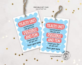 HUC Appreciation Gift Tags: Health Unit Coordinator Thank You (PDF Printable
