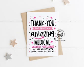 Medical Laboratory Professionals Week Card Printable, Lab Week Thank You Card, Appreciation Gift for Lab Staff, Instant Download