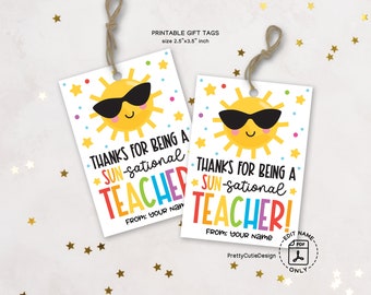Étiquette-cadeau d'été pour professeur, étiquette-cadeau de fin d'année pour enseignant, étiquette-cadeau de remerciement pour enseignant d'été, étiquette-cadeau pour le dernier jour d'école