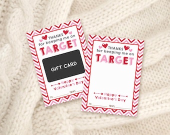 Valentine Gift Card Holder Printable, Thanks for Keeping Me on Target, Heartfelt Classroom Surprise